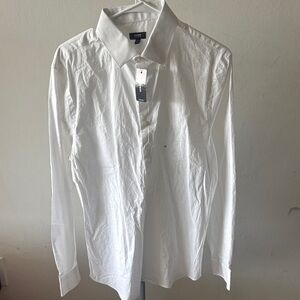 Express Men's White Long-Sleeve Dress Shirt - Point Collar